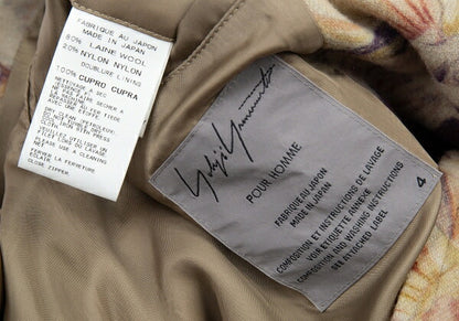 Yohji Yamamoto POUR HOMME Floral Wool Mods Coat Beige Size 4