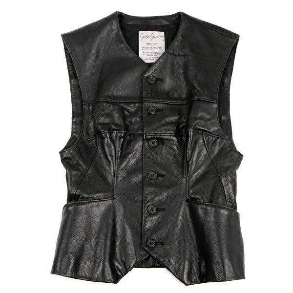 Yohji Yamamoto FEMME Cow Leather Vest Black Size S