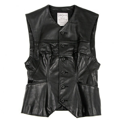 Yohji Yamamoto FEMME Cow Leather Vest Black Size S