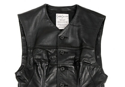 Yohji Yamamoto FEMME Cow Leather Vest Black Size S