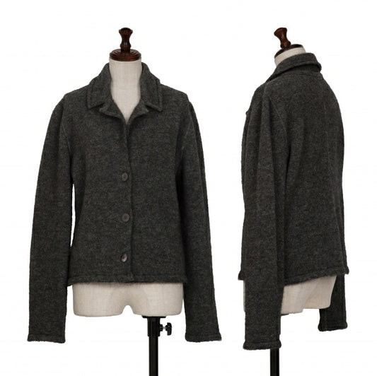 Max Mara Mohair Wool Knit Jacket Gray Size M