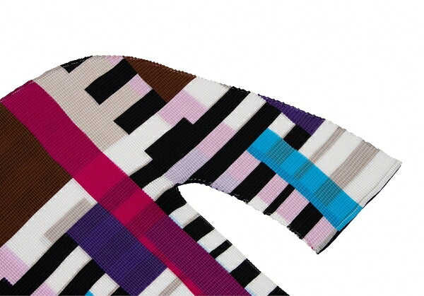 ISSEY MIYAKE me Color Block 3/4 Sleeve Pleats Top Size F