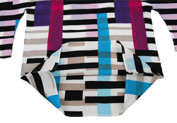 ISSEY MIYAKE me Color Block 3/4 Sleeve Pleats Top Size F