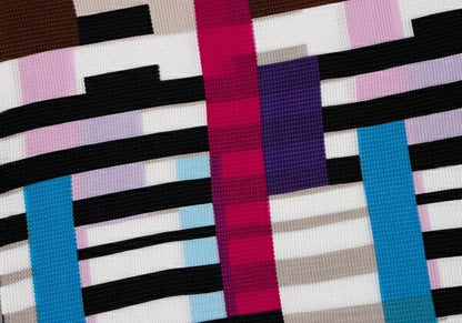 ISSEY MIYAKE me Color Block 3/4 Sleeve Pleats Top Size F