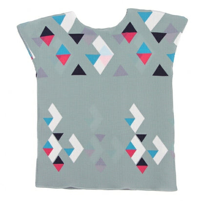 ISSEY MIYAKE me Triangle Print Box Pleat T-Shirt Gray Size F