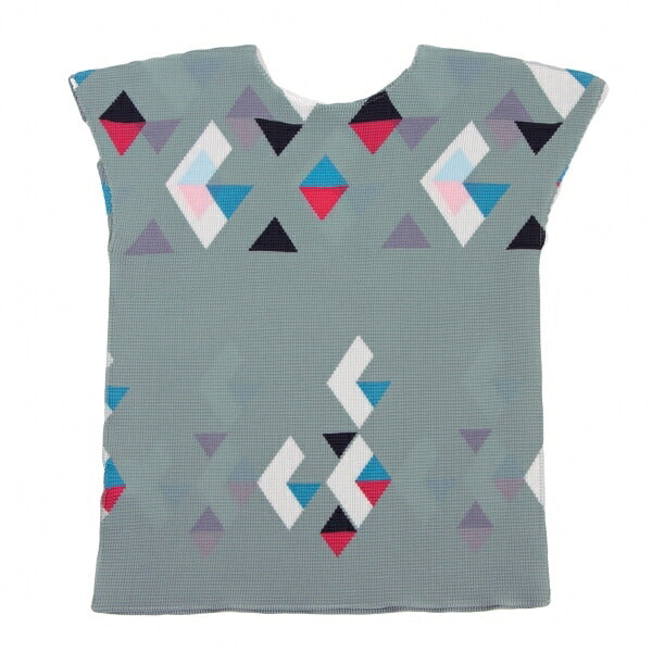 ISSEY MIYAKE me Triangle Print Box Pleat T-Shirt Gray Size F