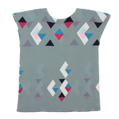 ISSEY MIYAKE me Triangle Print Box Pleat T-Shirt Gray Size F