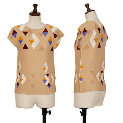 ISSEY MIYAKE me Triangle Print French T-Shirt Beige Size F