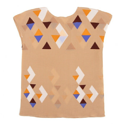 ISSEY MIYAKE me Triangle Print French T-Shirt Beige Size F