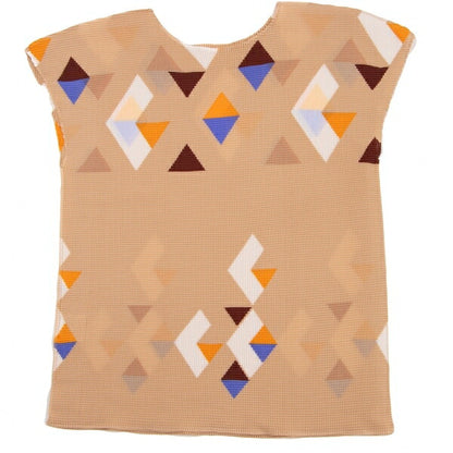 ISSEY MIYAKE me Triangle Print French T-Shirt Beige Size F