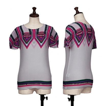ISSEY MIYAKE me Print Stretch Pleats T-Shirt Gray Size F