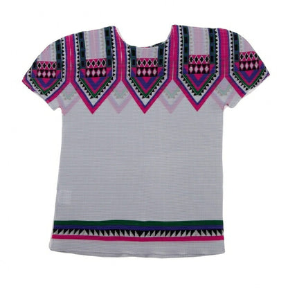 ISSEY MIYAKE me Print Stretch Pleats T-Shirt Gray Size F