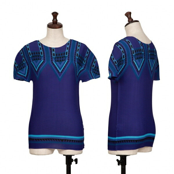 ISSEY MIYAKE me Printed Pleated T-Shirt Purple Size F
