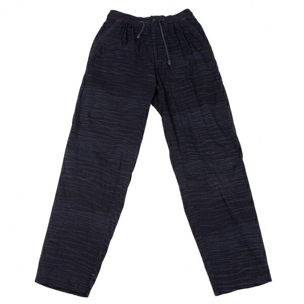 ISSEY MIYAKE MEN Cotton Random Stripe Pants Navy Size XL