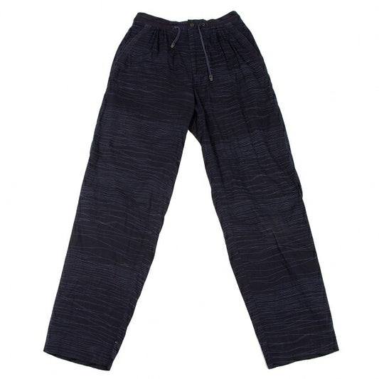 ISSEY MIYAKE MEN Cotton Random Stripe Pants Navy Size XL