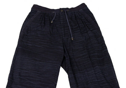 ISSEY MIYAKE MEN Cotton Random Stripe Pants Navy Size XL