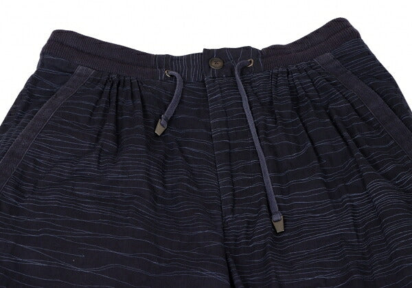 ISSEY MIYAKE MEN Cotton Random Stripe Pants Navy Size XL