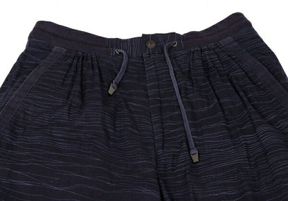 ISSEY MIYAKE MEN Cotton Random Stripe Pants Navy Size XL