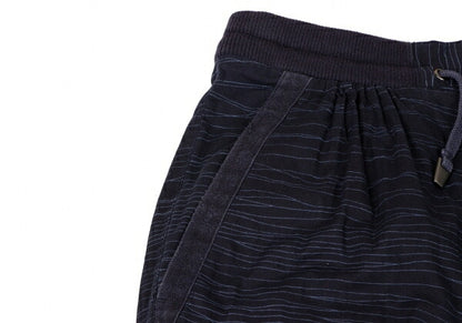 ISSEY MIYAKE MEN Cotton Random Stripe Pants Navy Size XL