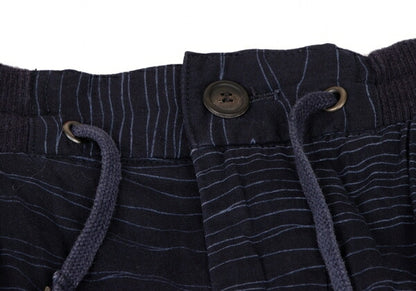 ISSEY MIYAKE MEN Cotton Random Stripe Pants Navy Size XL