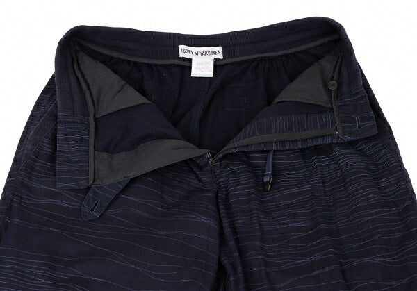 ISSEY MIYAKE MEN Cotton Random Stripe Pants Navy Size XL