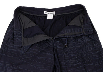 ISSEY MIYAKE MEN Cotton Random Stripe Pants Navy Size XL