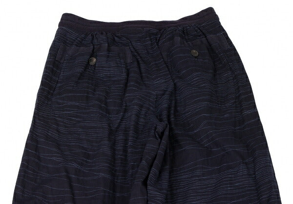 ISSEY MIYAKE MEN Cotton Random Stripe Pants Navy Size XL