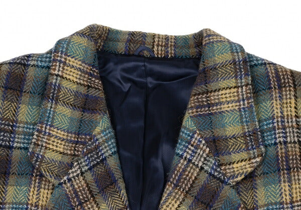 KENZO Wool Check Double-Breasted Jacket Green Size S