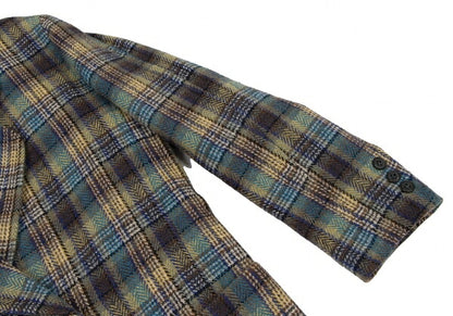 KENZO Wool Check Double-Breasted Jacket Green Size S