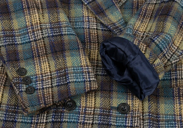 KENZO Wool Check Double-Breasted Jacket Green Size S