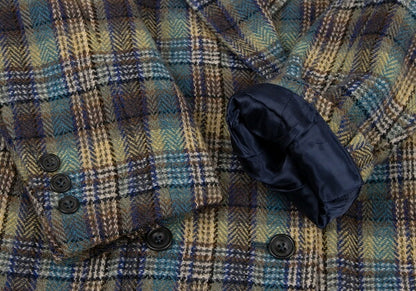 KENZO Wool Check Double-Breasted Jacket Green Size S