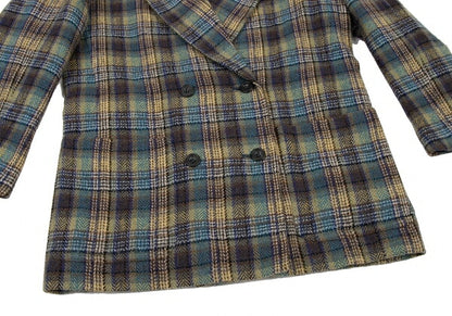 KENZO Wool Check Double-Breasted Jacket Green Size S