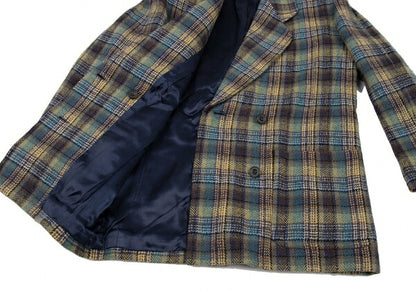 KENZO Wool Check Double-Breasted Jacket Green Size S