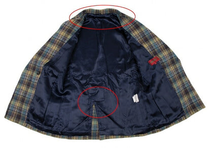 KENZO Wool Check Double-Breasted Jacket Green Size S