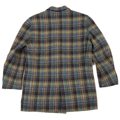 KENZO Wool Check Double-Breasted Jacket Green Size S