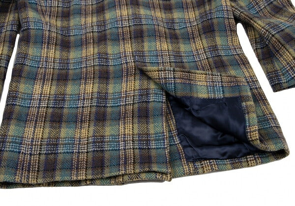 KENZO Wool Check Double-Breasted Jacket Green Size S