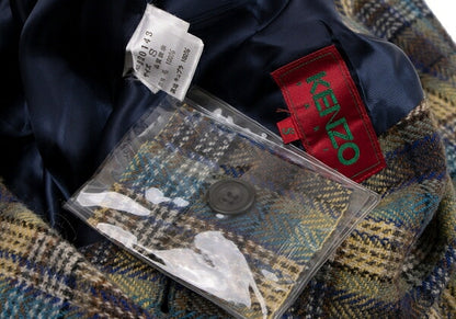 KENZO Wool Check Double-Breasted Jacket Green Size S