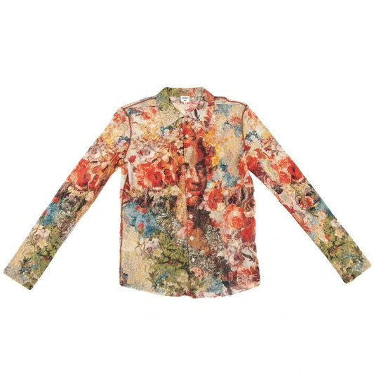 Jean Paul GAULTIER HOMME Floral Print Net Shirt Size 48