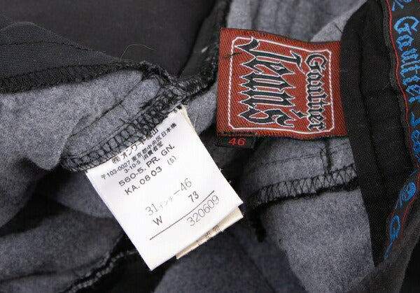 GAULTIER JEAN'S Checker Stitch Padded Jeans Black Size 46