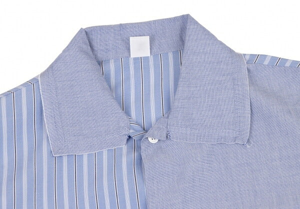 Y's 21SS Cotton Raw Edge Stripe Button-Up Shirt Blue Size 1