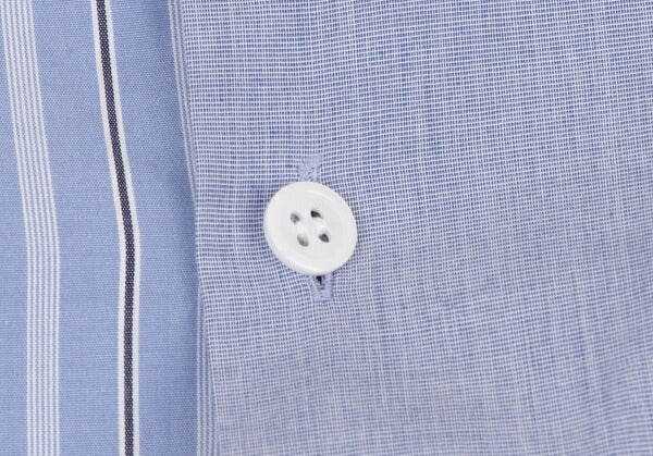 Y's 21SS Cotton Raw Edge Stripe Button-Up Shirt Blue Size 1