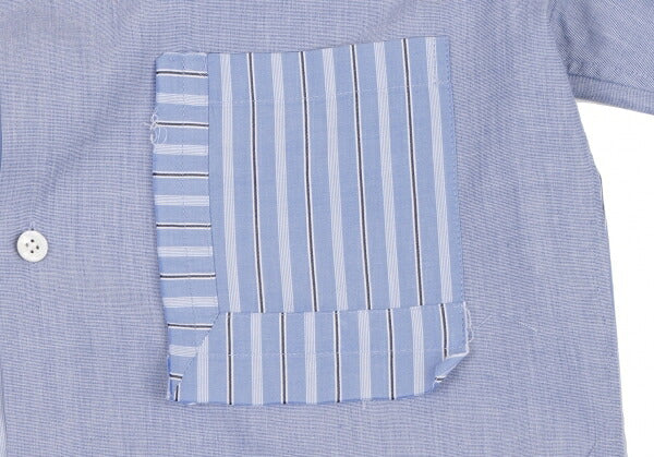 Y's 21SS Cotton Raw Edge Stripe Button-Up Shirt Blue Size 1