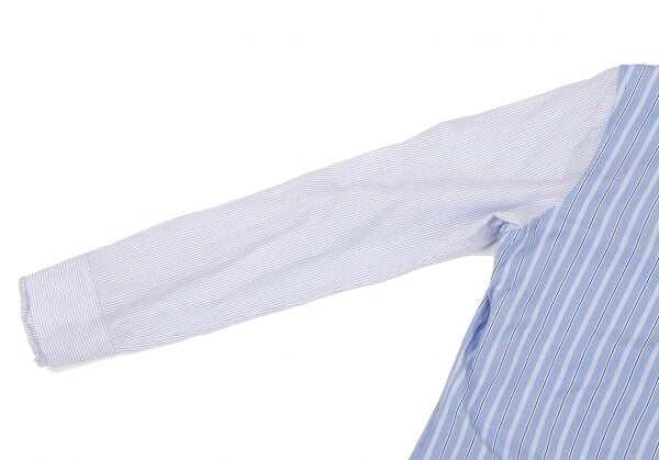Y's 21SS Cotton Raw Edge Stripe Button-Up Shirt Blue Size 1