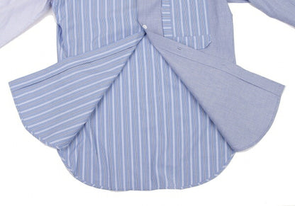 Y's 21SS Cotton Raw Edge Stripe Button-Up Shirt Blue Size 1