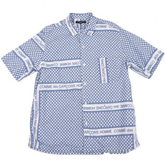 COMME des GARCONS HOMME Logo Checker Open Shirt Blue Size L
