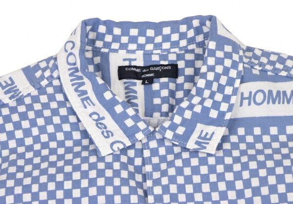 COMME des GARCONS HOMME Logo Checker Open Shirt Blue Size L