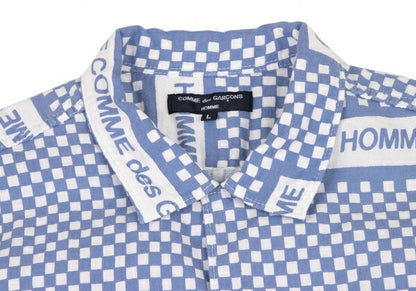 COMME des GARCONS HOMME Logo Checker Open Shirt Blue Size L