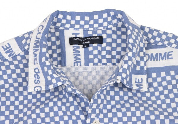 COMME des GARCONS HOMME Logo Checker Open Shirt Blue Size L