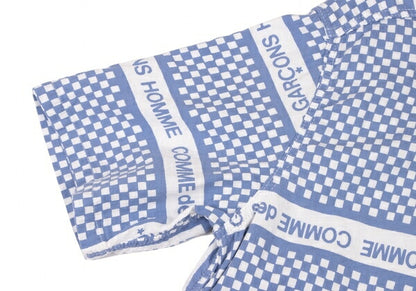 COMME des GARCONS HOMME Logo Checker Open Shirt Blue Size L