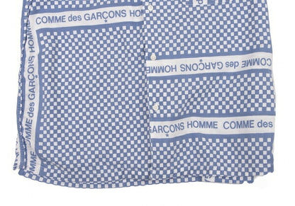 COMME des GARCONS HOMME Logo Checker Open Shirt Blue Size L